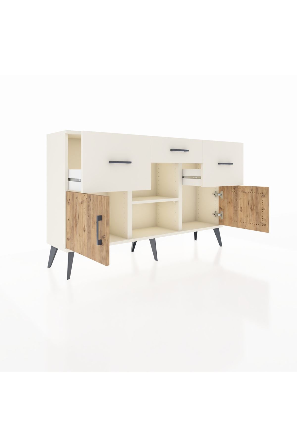 Arges Konsol Tek Raflı 3 Çekmeceli 3 Kapaklı 132x30x83 - S144M010V01A