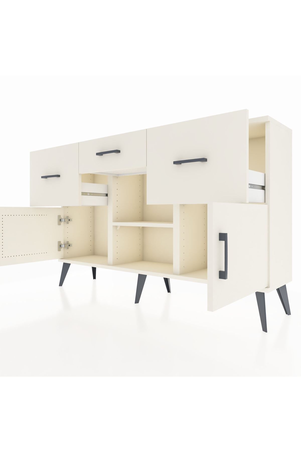 Arges Konsol Tek Raflı 3 Çekmeceli 3 Kapaklı 132x30x83 - S144M010V04A
