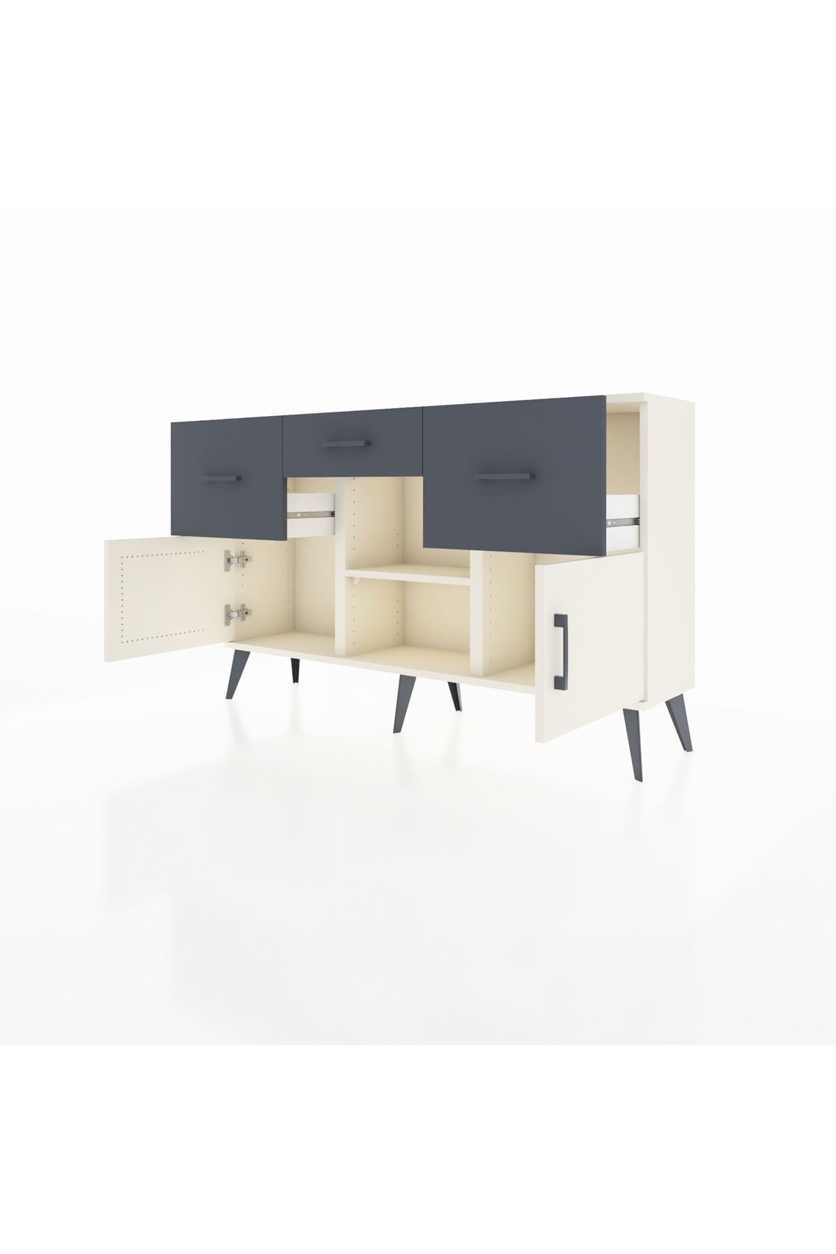 Arges Konsol Tek Raflı 3 Çekmeceli 3 Kapaklı 132x30x83 - S144M010V05A