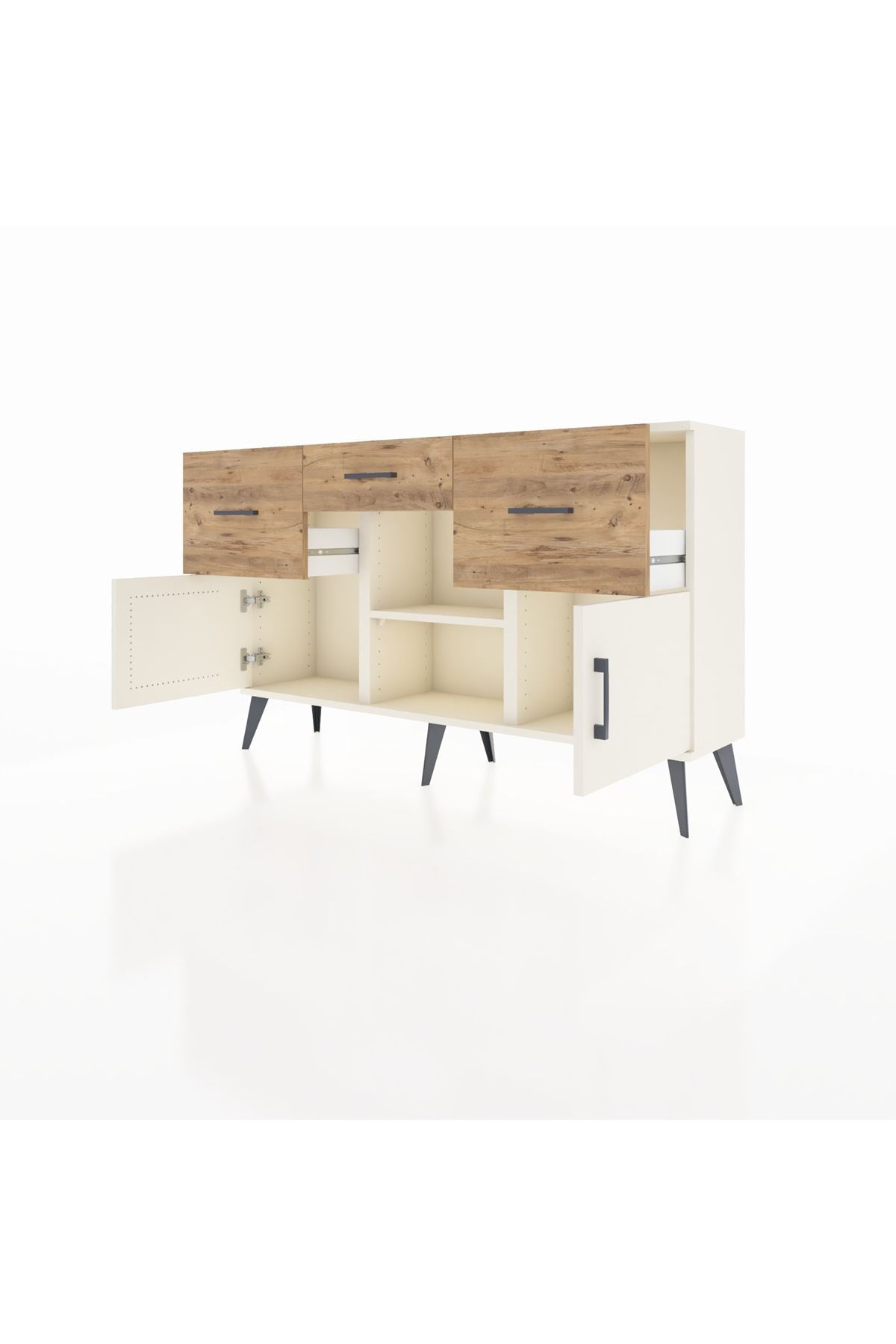 Arges Konsol Tek Raflı 3 Çekmeceli 3 Kapaklı 132x30x83 - S144M010V06A