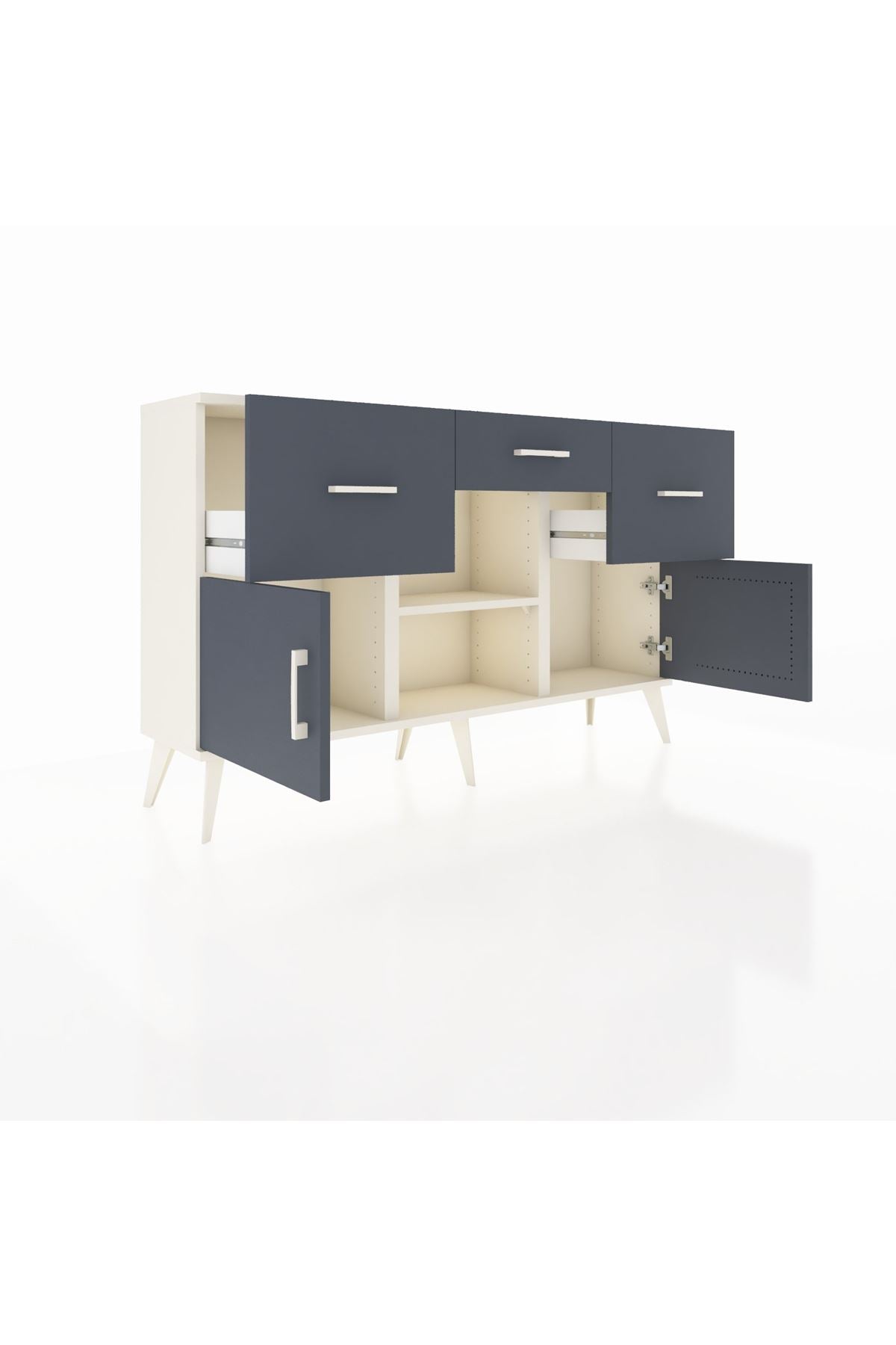 Arges Konsol Tek Raflı 3 Çekmeceli 3 Kapaklı 132x30x83 - S144M010V08A