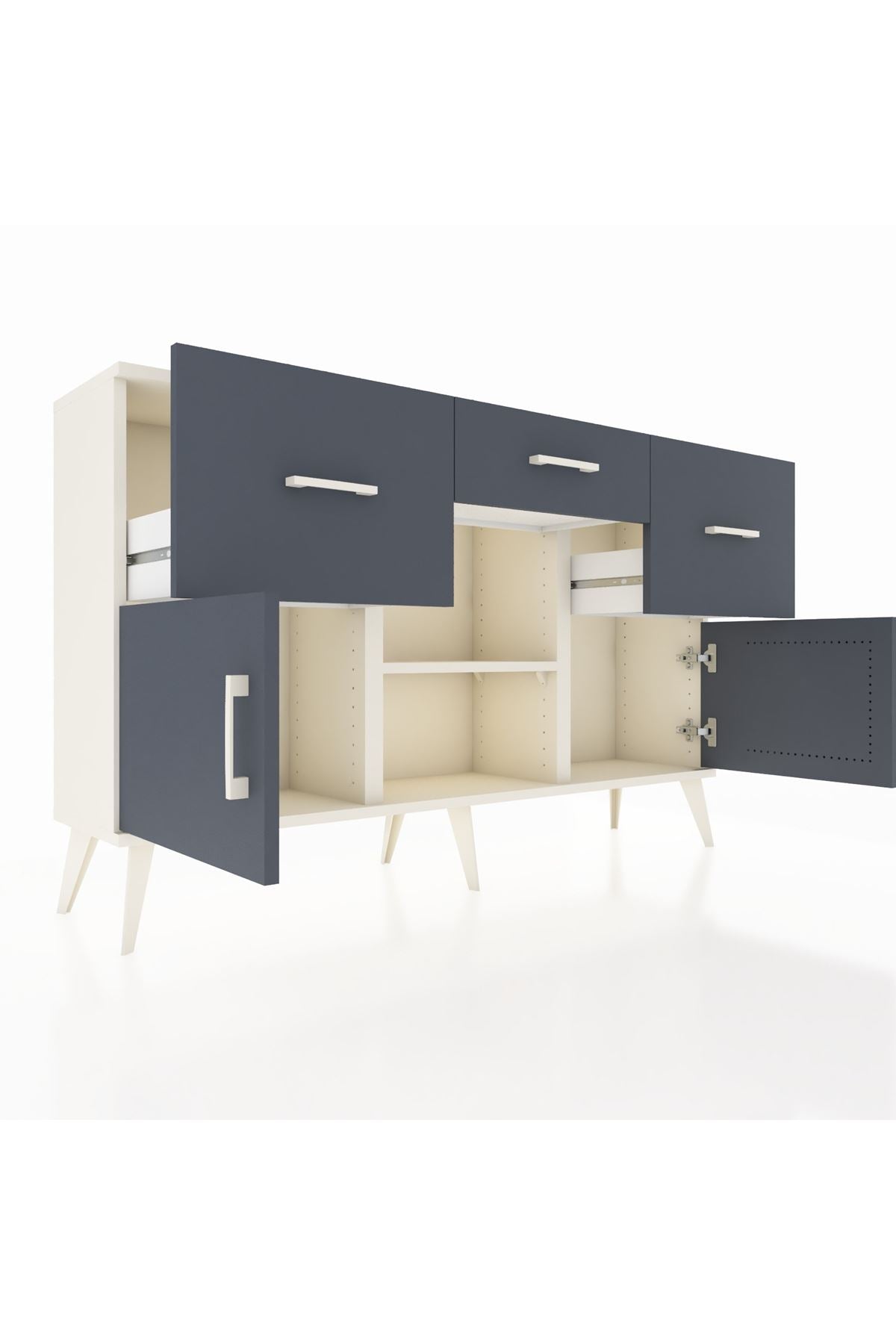 Arges Konsol Tek Raflı 3 Çekmeceli 3 Kapaklı 132x30x83 - S144M010V08A