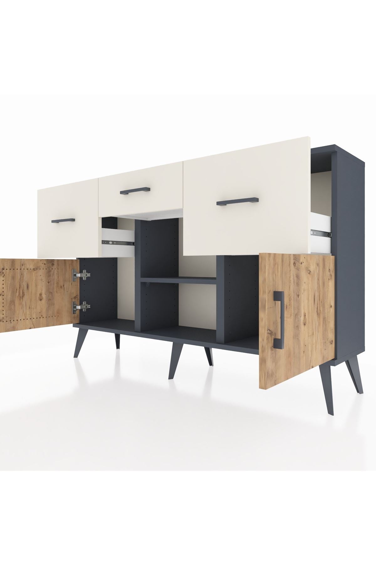 Arges Konsol Tek Raflı 3 Çekmeceli 3 Kapaklı 132x30x83 - S144M010V10A