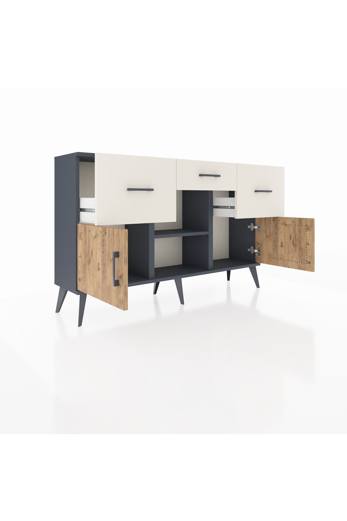 Arges Konsol Tek Raflı 3 Çekmeceli 3 Kapaklı 132x30x83 - S144M010V10A