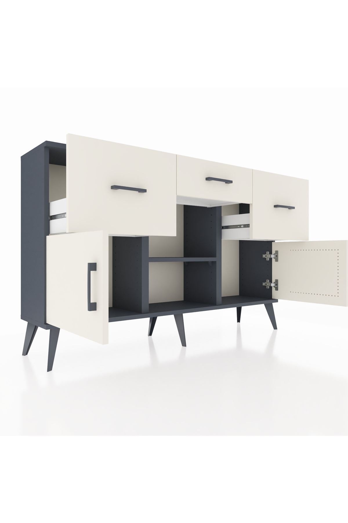 Arges Konsol Tek Raflı 3 Çekmeceli 3 Kapaklı 132x30x83 - S144M010V13A