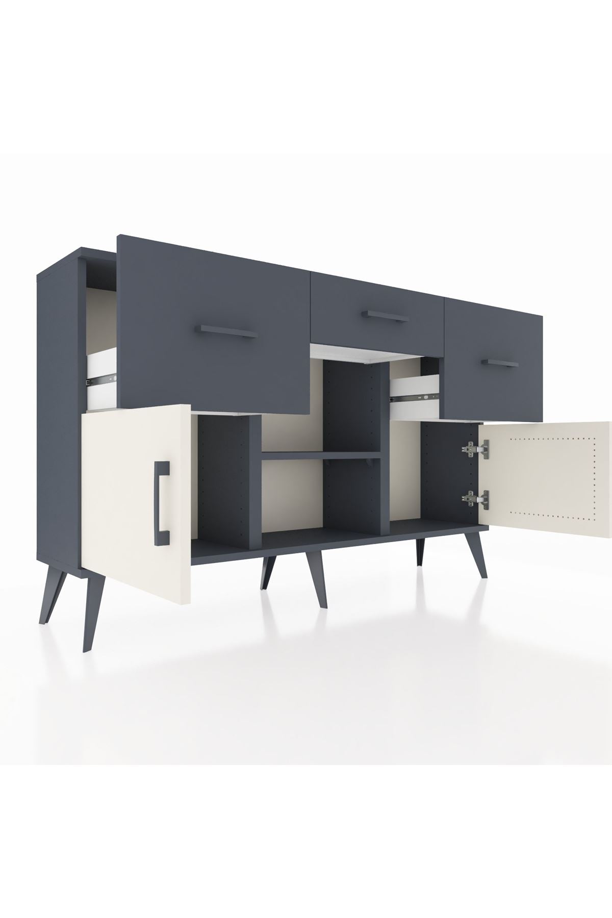 Arges Konsol Tek Raflı 3 Çekmeceli 3 Kapaklı 132x30x83 - S144M010V14A