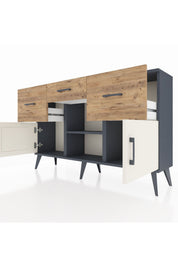 Arges Konsol Tek Raflı 3 Çekmeceli 3 Kapaklı 132x30x83 - S144M010V15A