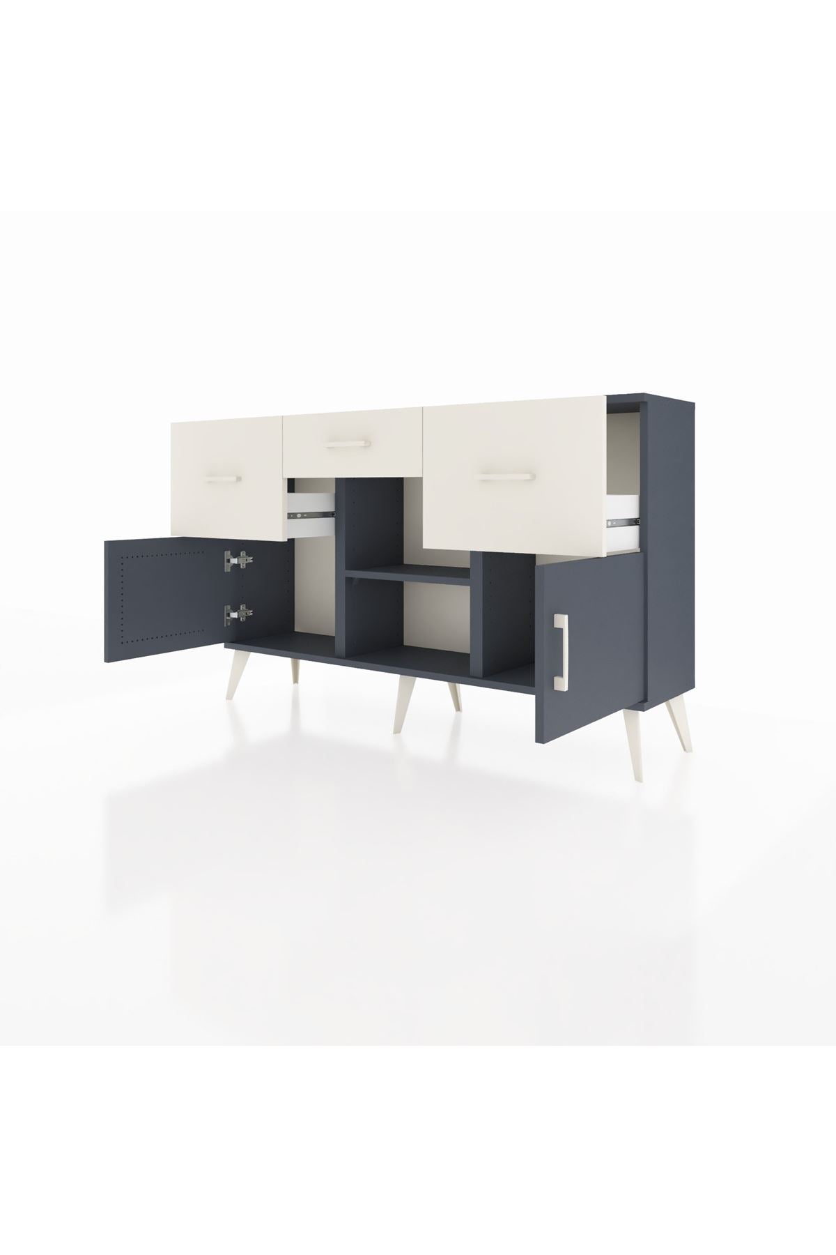 Arges Konsol Tek Raflı 3 Çekmeceli 3 Kapaklı 132x30x83 - S144M010V16A