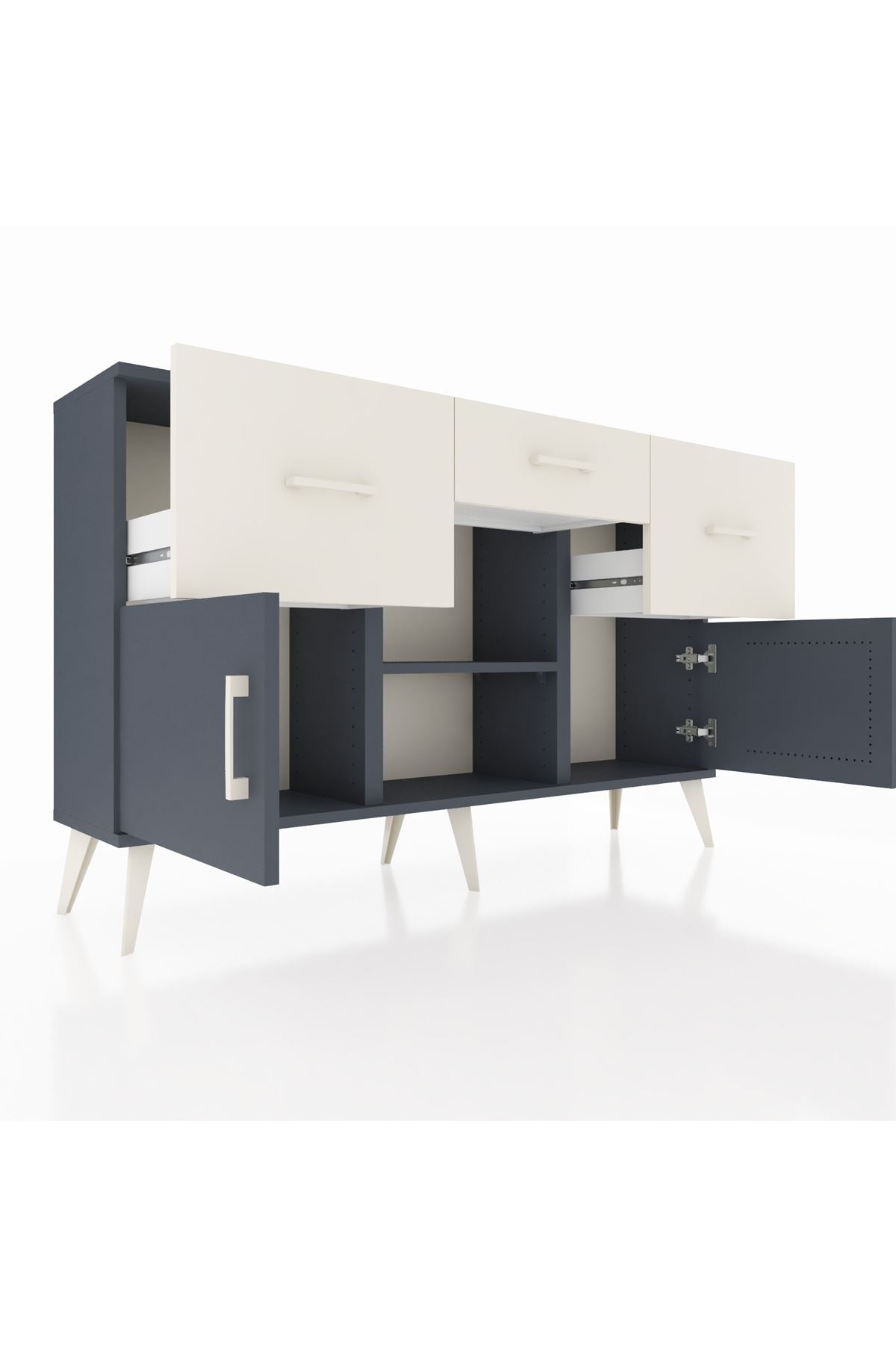 Arges Konsol Tek Raflı 3 Çekmeceli 3 Kapaklı 132x30x83 - S144M010V16A