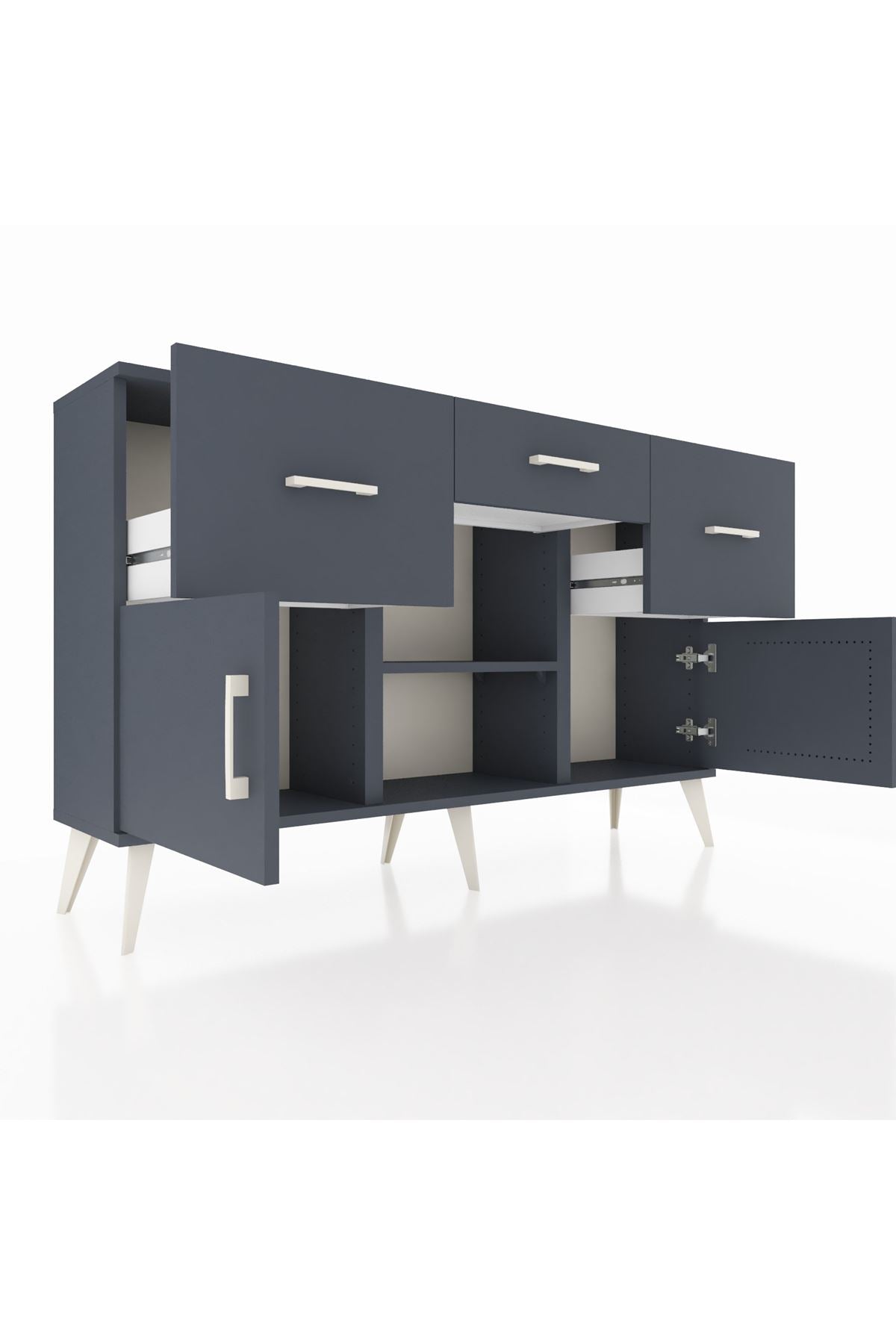 Arges Konsol Tek Raflı 3 Çekmeceli 3 Kapaklı 132x30x83 - S144M010V17A