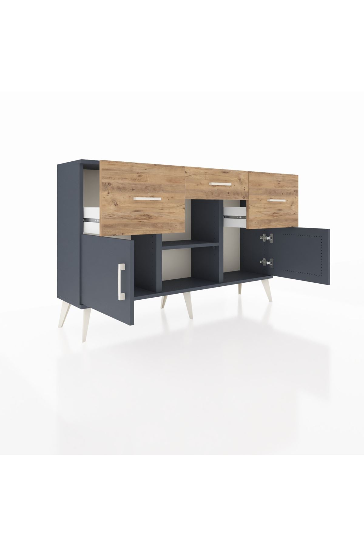 Arges Konsol Tek Raflı 3 Çekmeceli 3 Kapaklı 132x30x83 - S144M010V18A