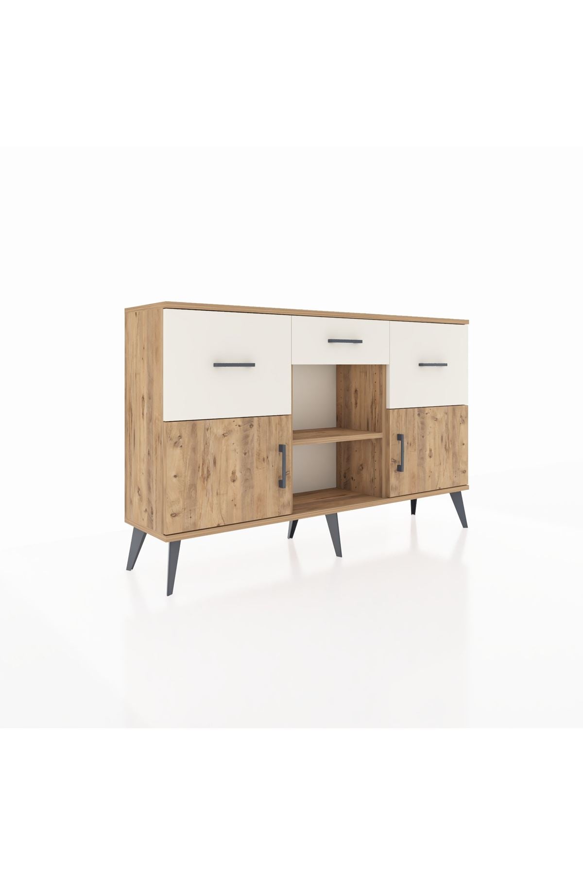 Arges Konsol Tek Raflı 3 Çekmeceli 3 Kapaklı 132x30x83 - S144M010V19A