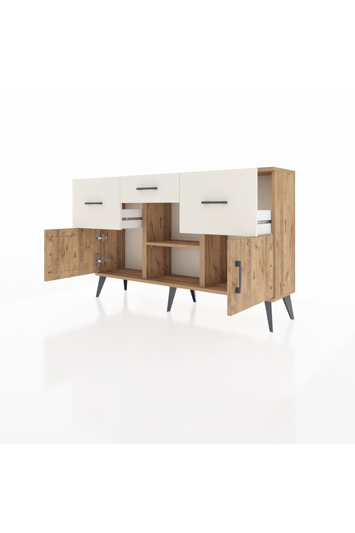 Arges Konsol Tek Raflı 3 Çekmeceli 3 Kapaklı 132x30x83 - S144M010V19A