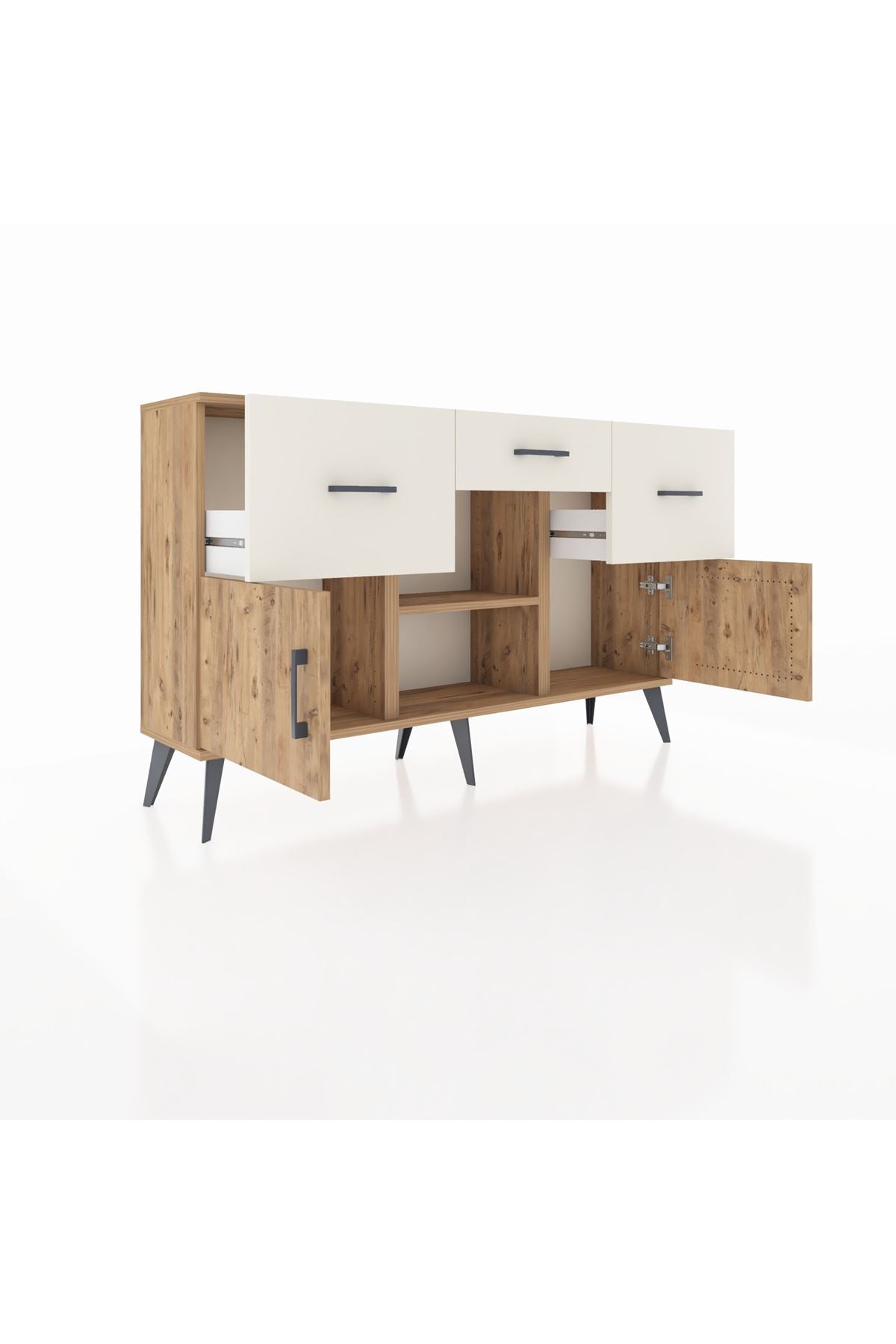 Arges Konsol Tek Raflı 3 Çekmeceli 3 Kapaklı 132x30x83 - S144M010V19A