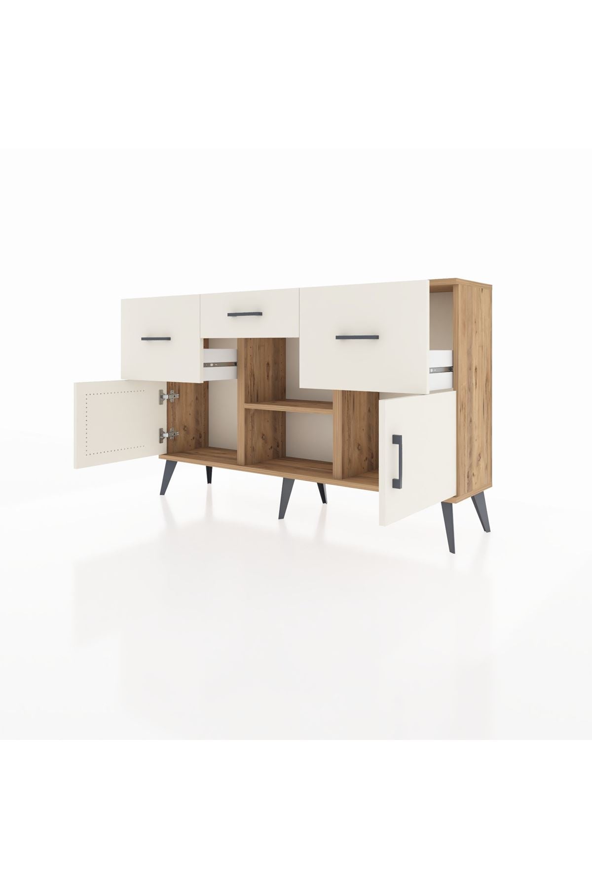 Arges Konsol Tek Raflı 3 Çekmeceli 3 Kapaklı 132x30x83 - S144M010V22A