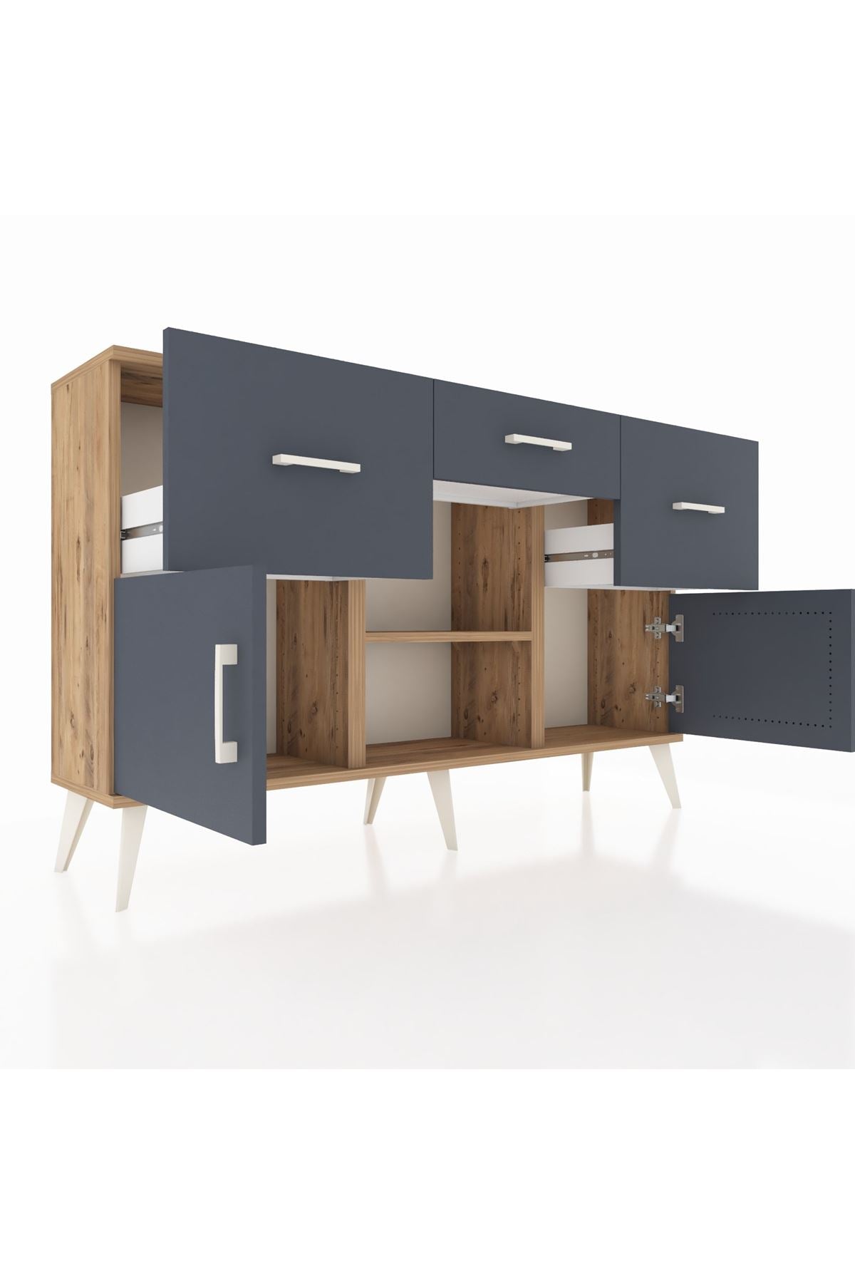 Arges Konsol Tek Raflı 3 Çekmeceli 3 Kapaklı 132x30x83 - S144M010V26A