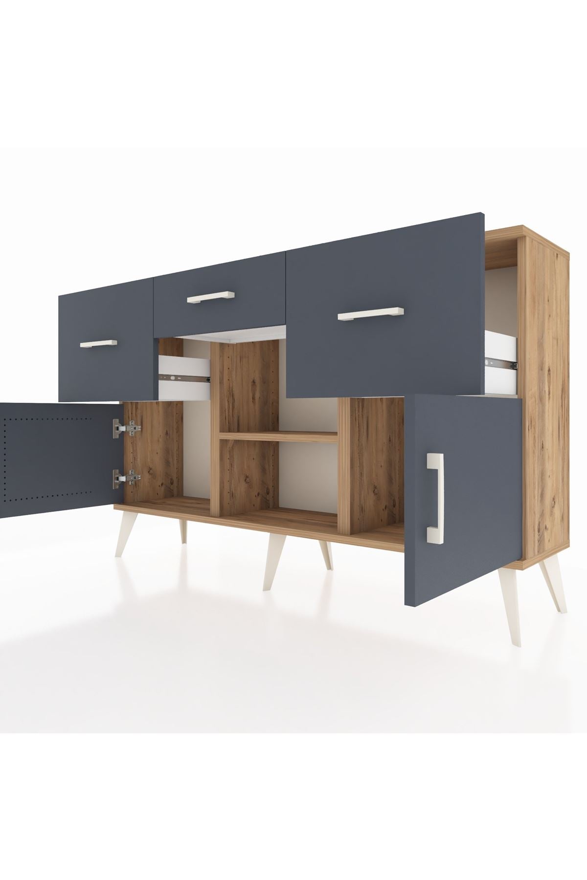 Arges Konsol Tek Raflı 3 Çekmeceli 3 Kapaklı 132x30x83 - S144M010V26A
