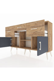 Arges Konsol Tek Raflı 3 Çekmeceli 3 Kapaklı 132x30x83 - S144M010V27A