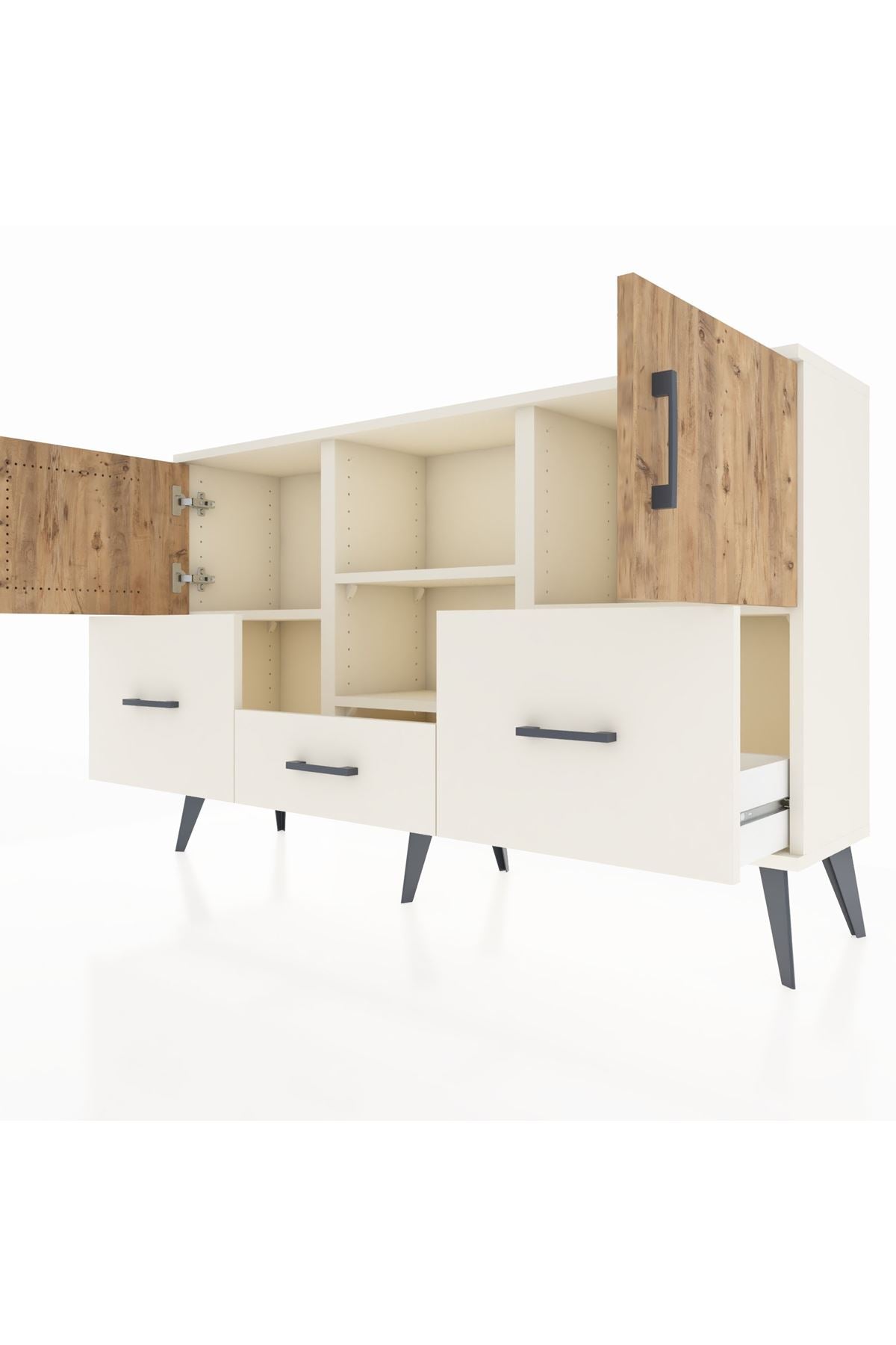 Arges Konsol 4 Raflı 3 Çekmeceli 3 Kapaklı 132x30x83 - S144M011V01A