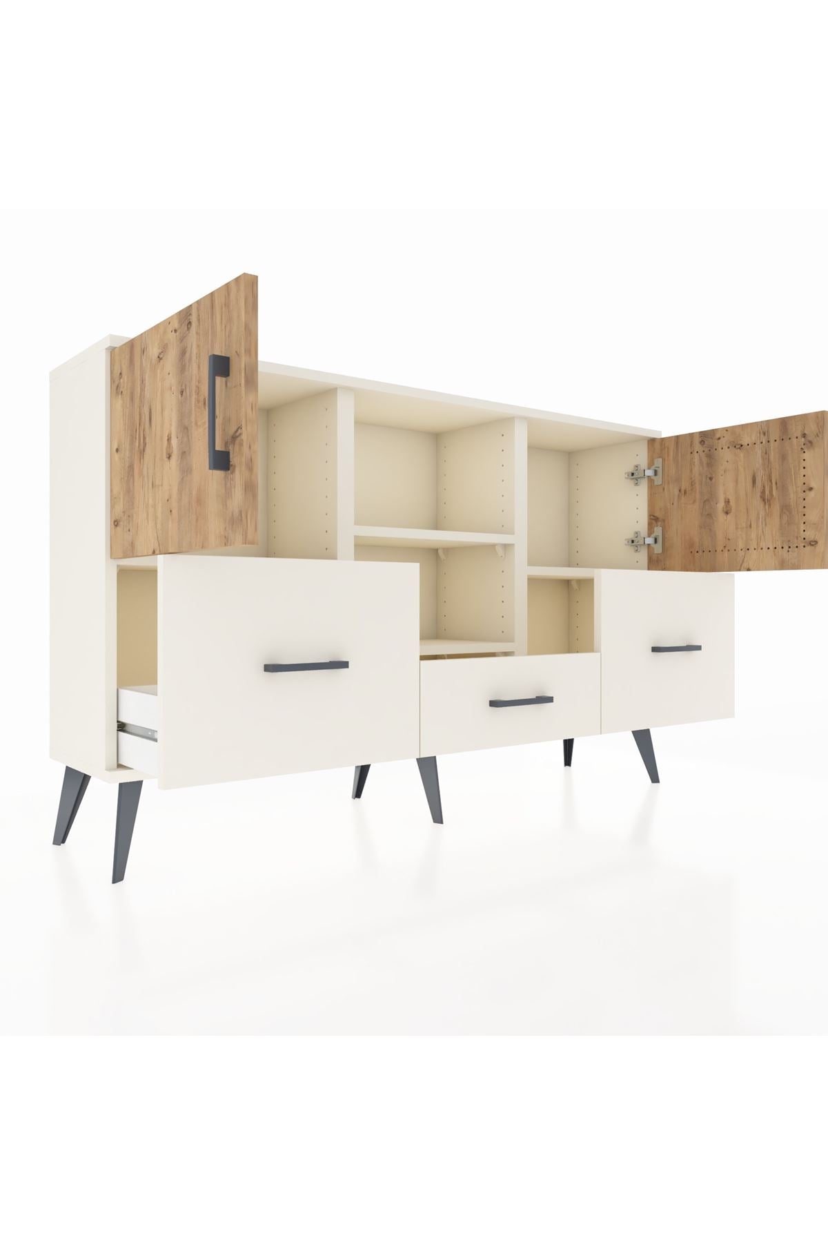 Arges Konsol 4 Raflı 3 Çekmeceli 3 Kapaklı 132x30x83 - S144M011V01A