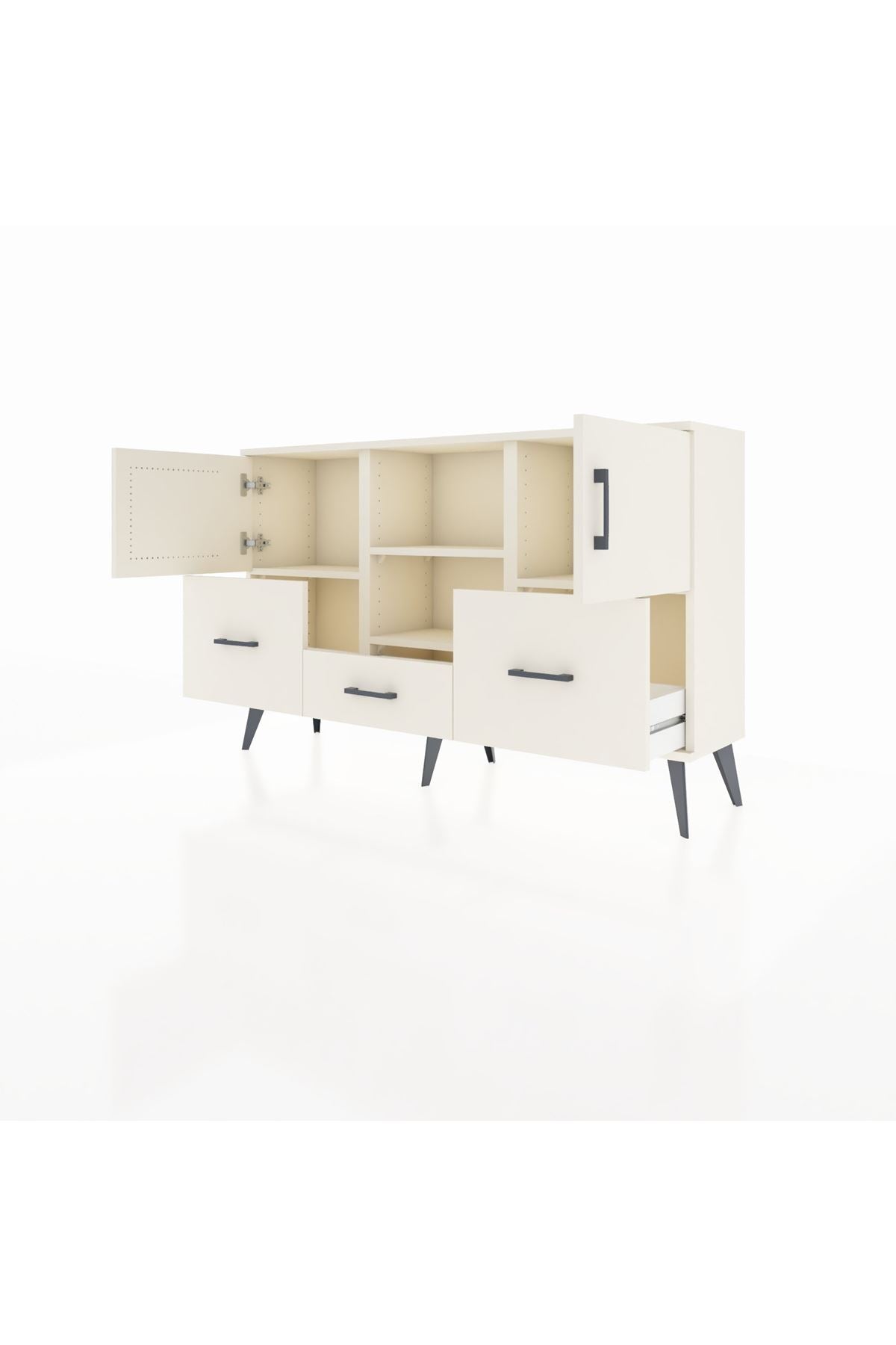Arges Konsol 4 Raflı 3 Çekmeceli 3 Kapaklı 132x30x83 - S144M011V04A