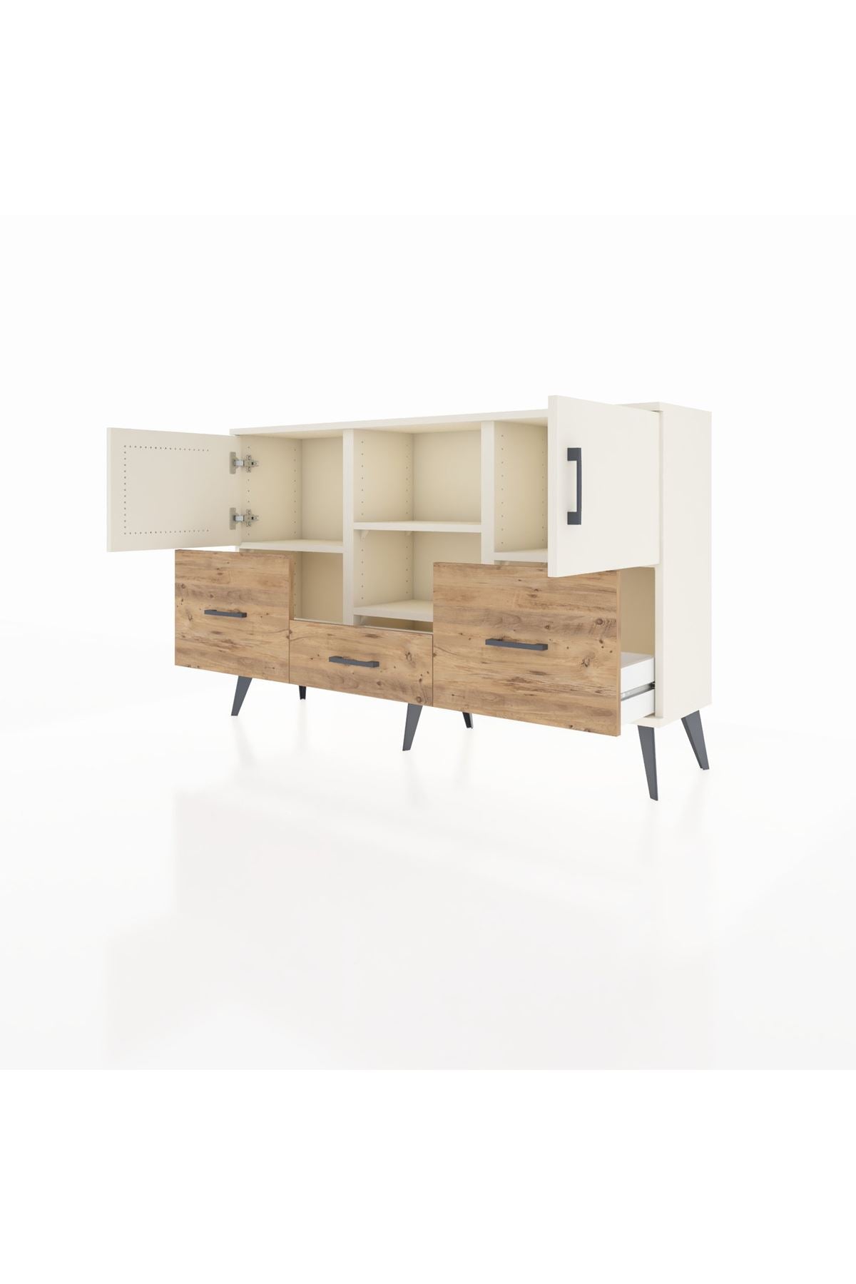 Arges Konsol 4 Raflı 3 Çekmeceli 3 Kapaklı 132x30x83 - S144M011V06A