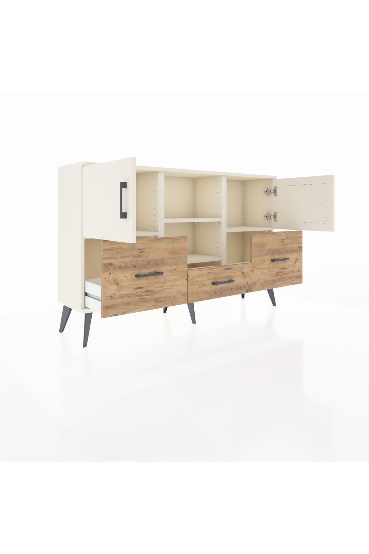 Arges Konsol 4 Raflı 3 Çekmeceli 3 Kapaklı 132x30x83 - S144M011V06A