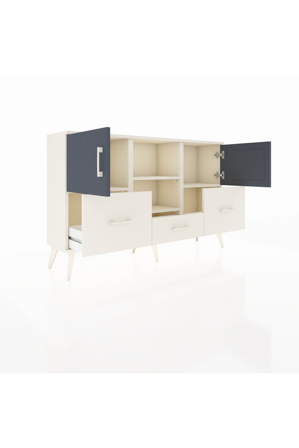 Arges Konsol 4 Raflı 3 Çekmeceli 3 Kapaklı 132x30x83 - S144M011V07A