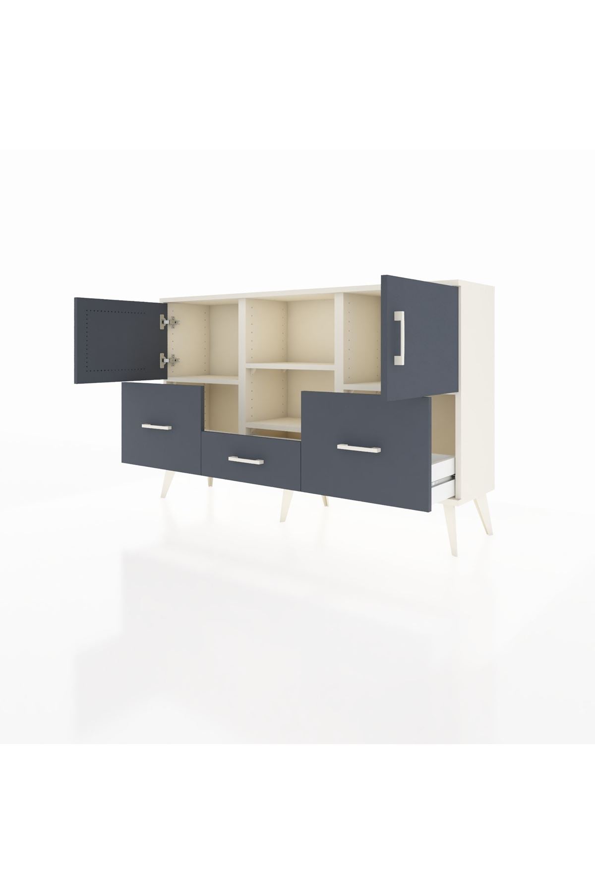 Arges Konsol 4 Raflı 3 Çekmeceli 3 Kapaklı 132x30x83 - S144M011V08A