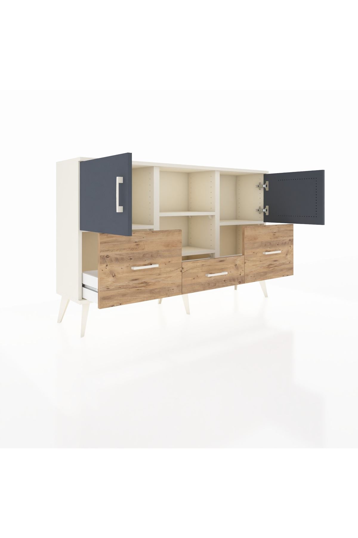 Arges Konsol 4 Raflı 3 Çekmeceli 3 Kapaklı 132x30x83 - S144M011V09A