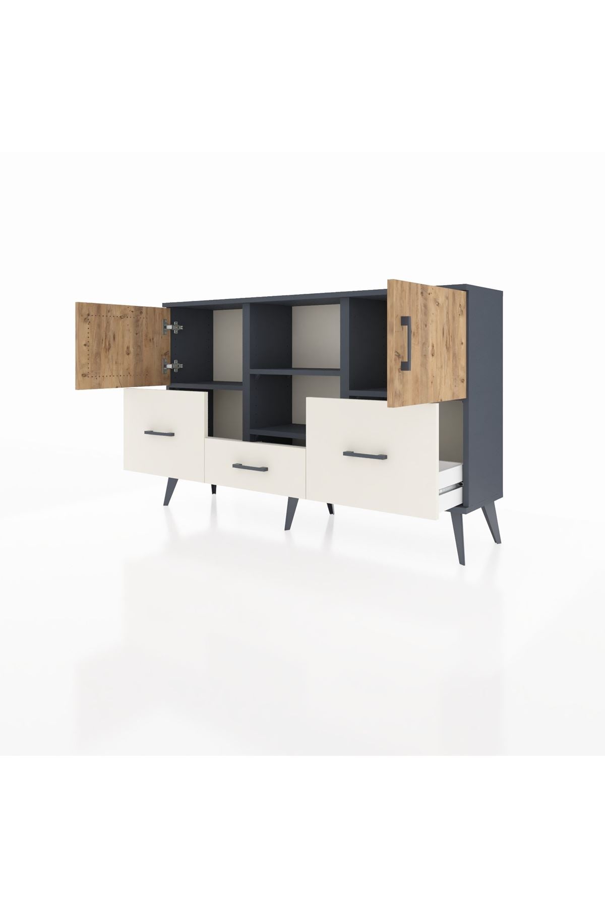 Arges Konsol 4 Raflı 3 Çekmeceli 3 Kapaklı 132x30x83 - S144M011V10A