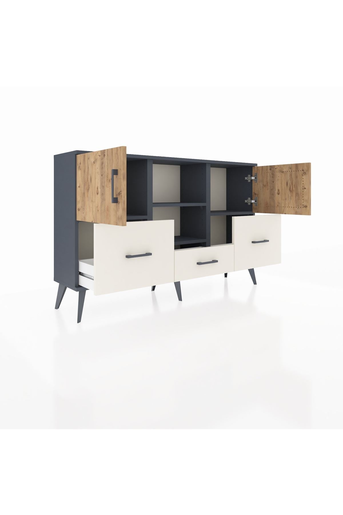 Arges Konsol 4 Raflı 3 Çekmeceli 3 Kapaklı 132x30x83 - S144M011V10A