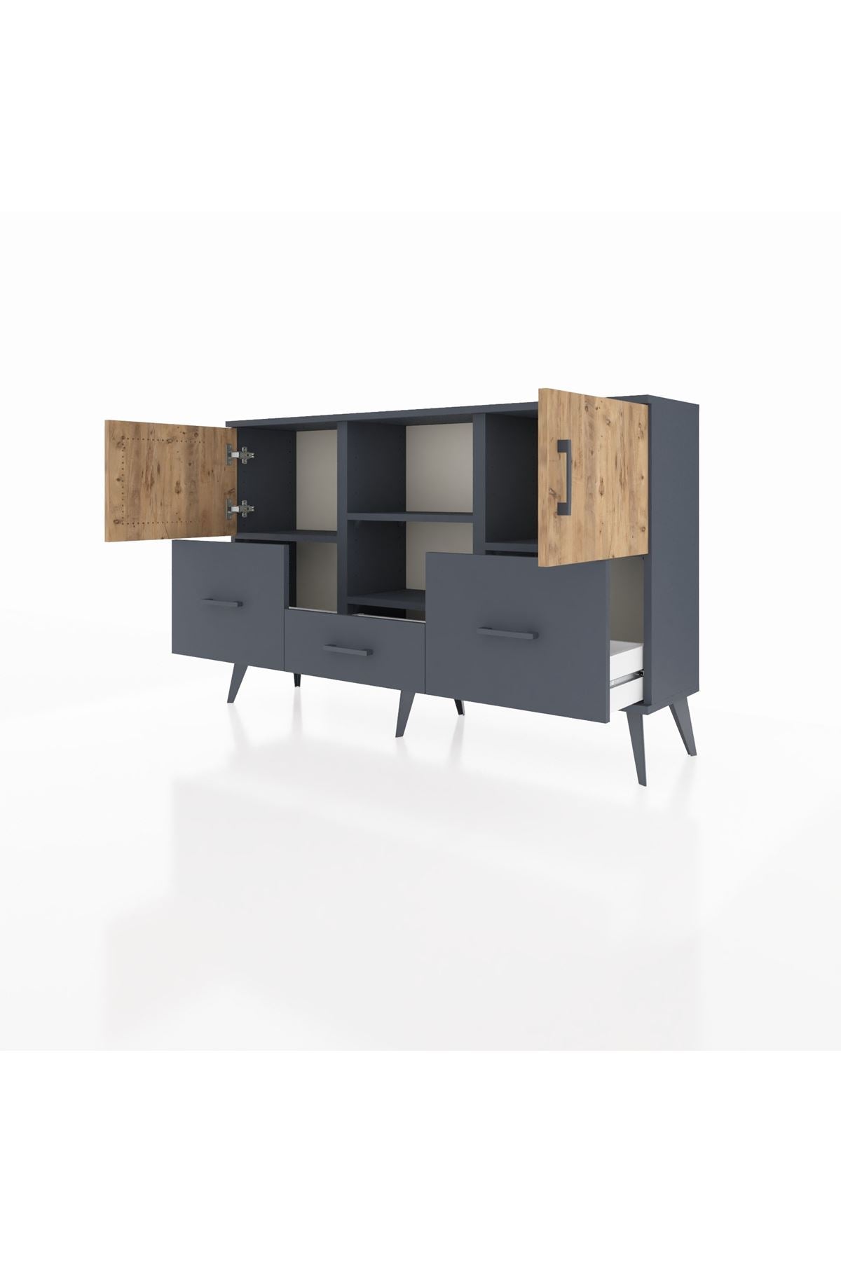 Arges Konsol 4 Raflı 3 Çekmeceli 3 Kapaklı 132x30x83 - S144M011V11A