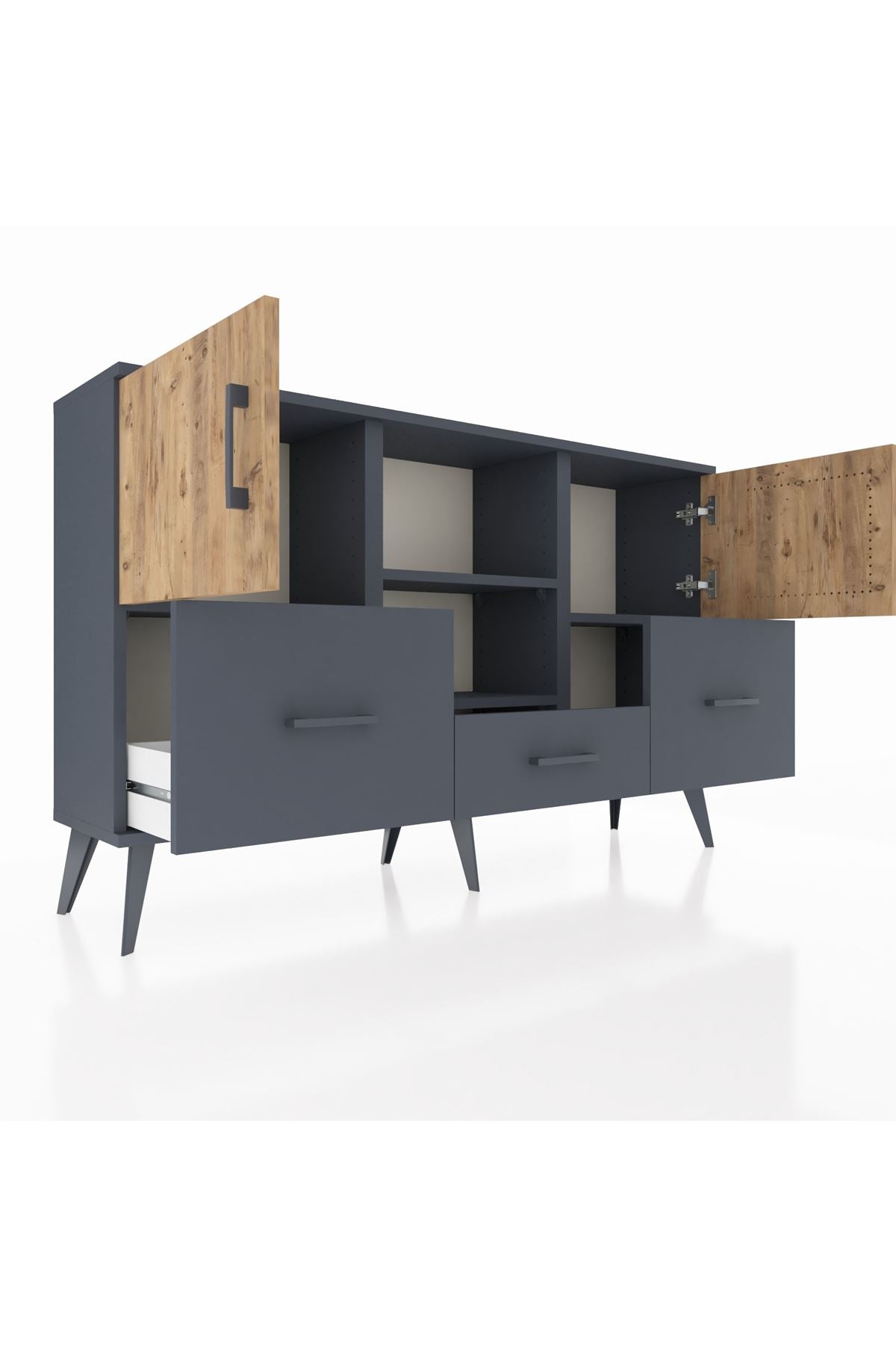 Arges Konsol 4 Raflı 3 Çekmeceli 3 Kapaklı 132x30x83 - S144M011V11A