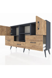 Arges Konsol 4 Raflı 3 Çekmeceli 3 Kapaklı 132x30x83 - S144M011V12A