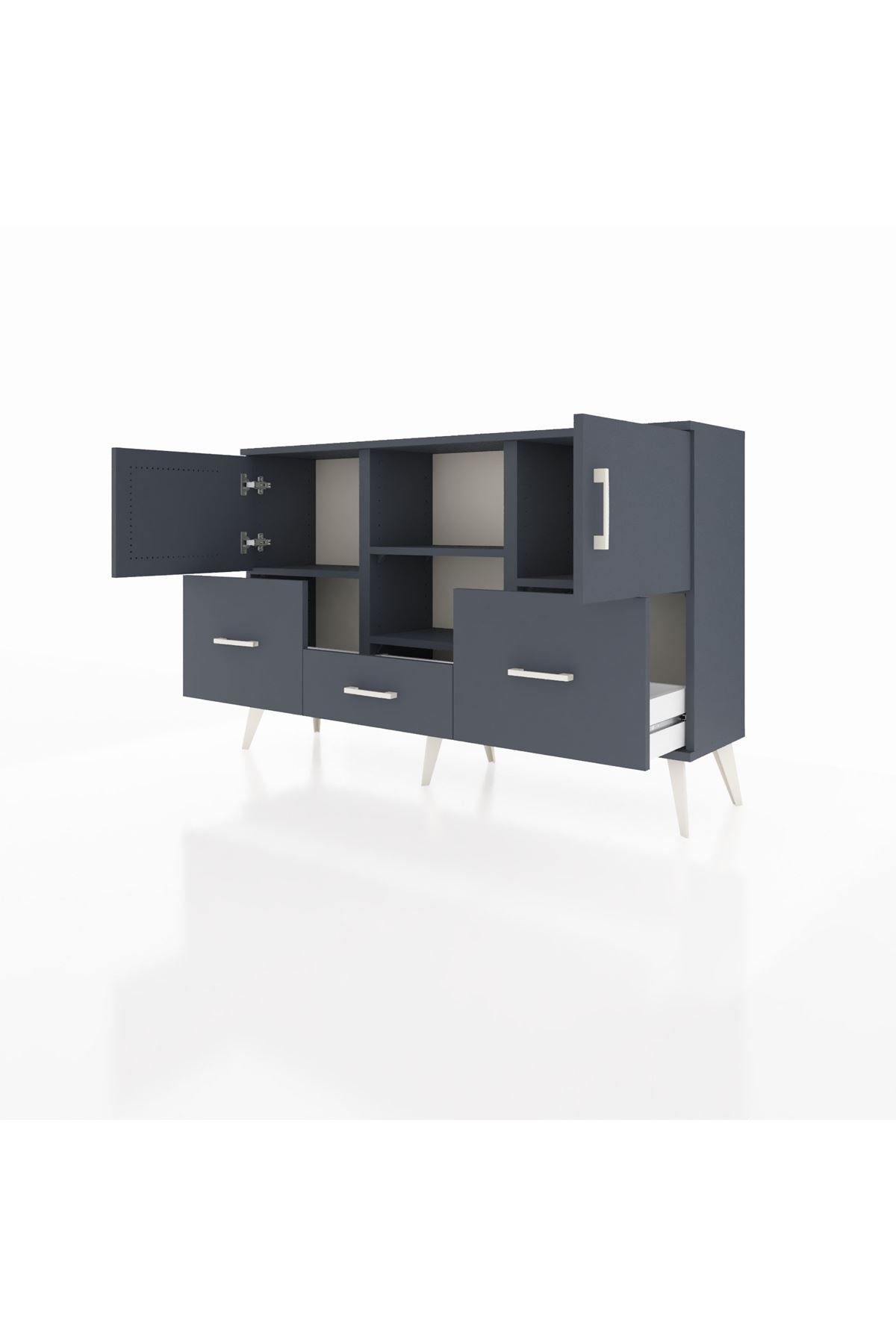 Arges Konsol 4 Raflı 3 Çekmeceli 3 Kapaklı 132x30x83 - S144M011V17A