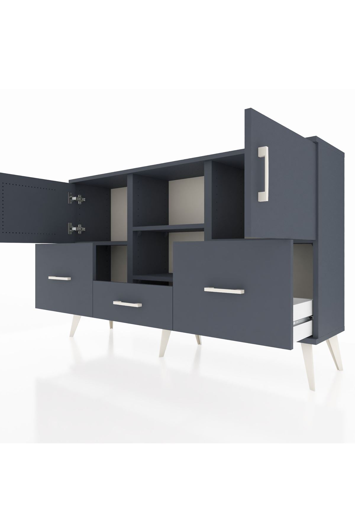 Arges Konsol 4 Raflı 3 Çekmeceli 3 Kapaklı 132x30x83 - S144M011V17A