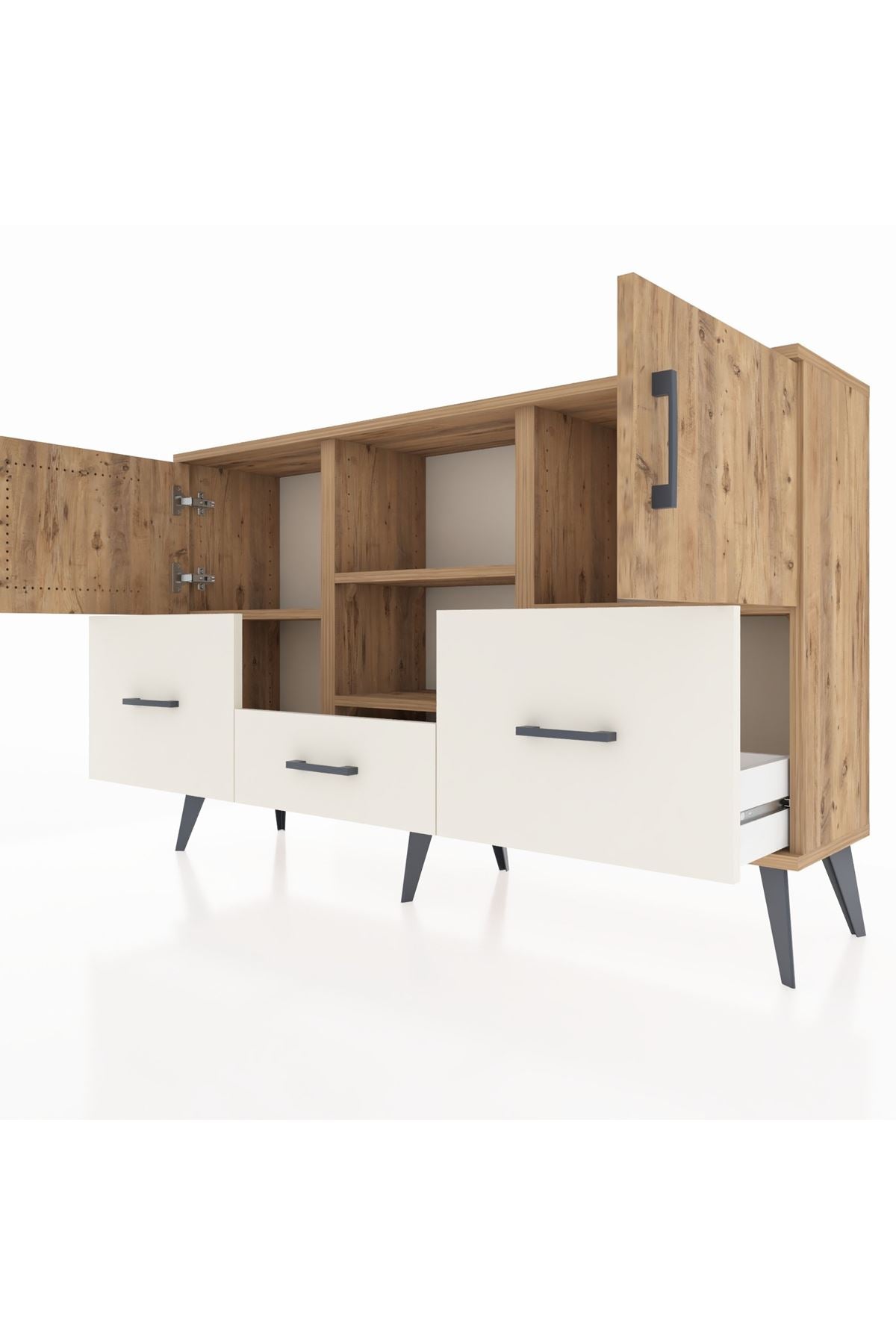 Arges Konsol 4 Raflı 3 Çekmeceli 3 Kapaklı 132x30x83 - S144M011V19A