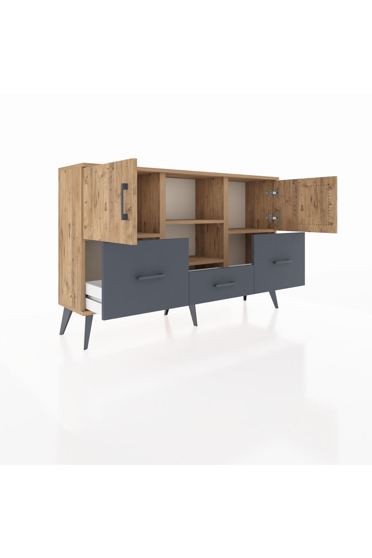 Arges Konsol 4 Raflı 3 Çekmeceli 3 Kapaklı 132x30x83 - S144M011V20A