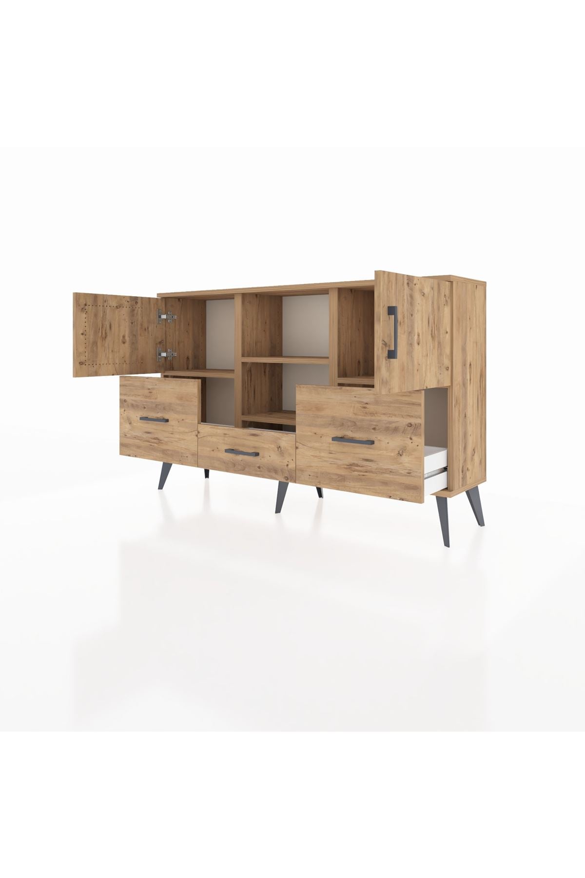 Arges Konsol 4 Raflı 3 Çekmeceli 3 Kapaklı 132x30x83 - S144M011V21A