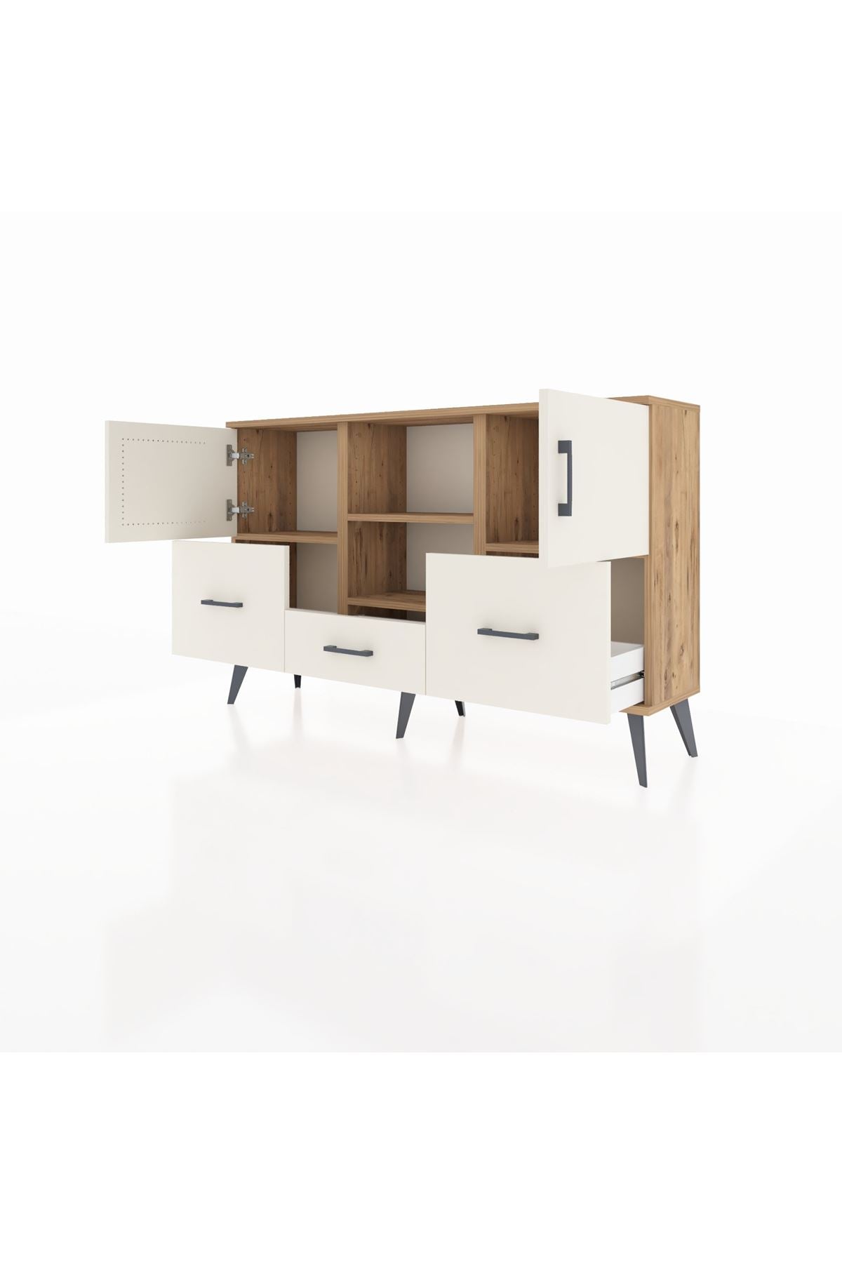 Arges Konsol 4 Raflı 3 Çekmeceli 3 Kapaklı 132x30x83 - S144M011V22A