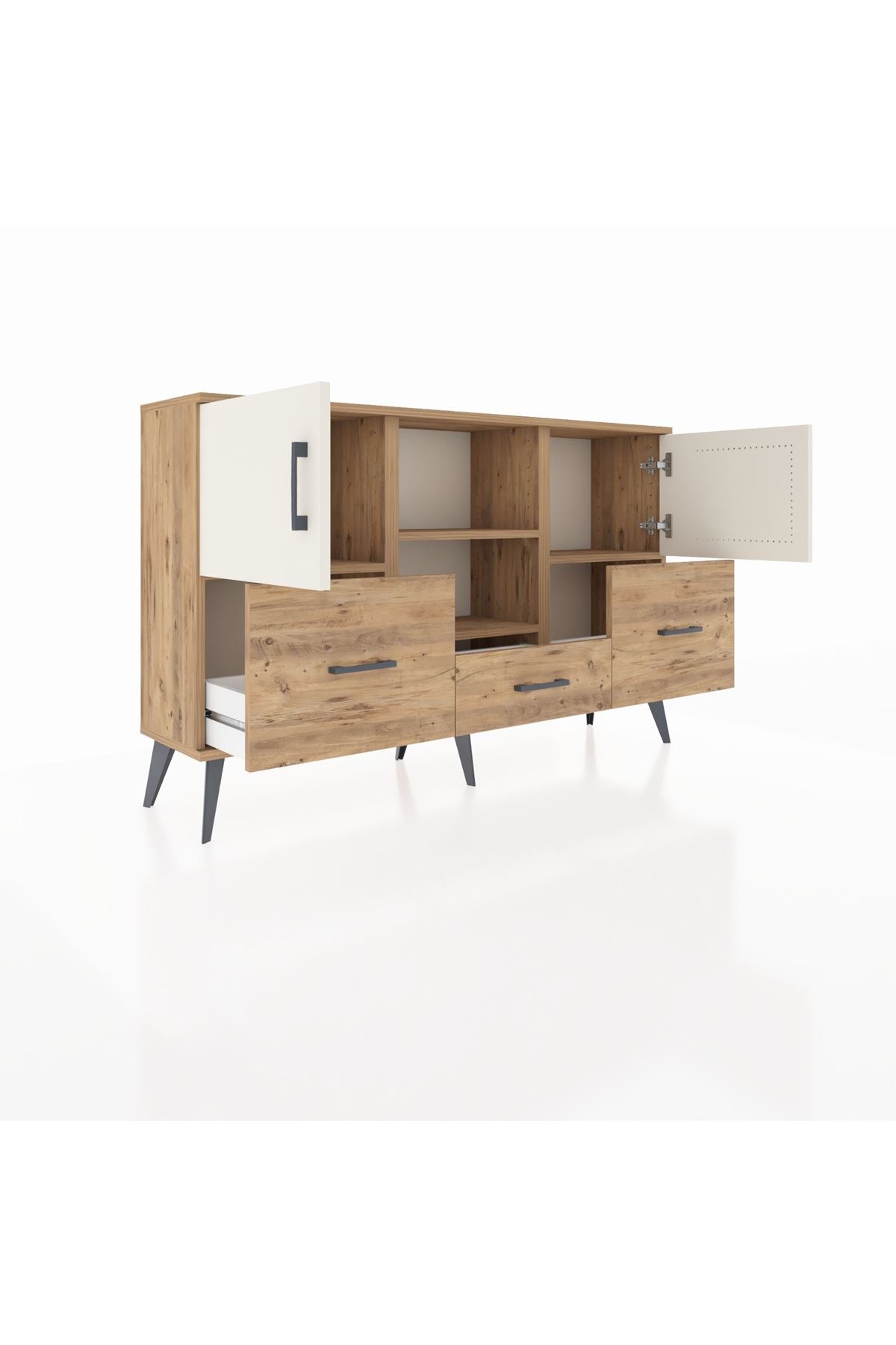 Arges Konsol 4 Raflı 3 Çekmeceli 3 Kapaklı 132x30x83 - S144M011V24A