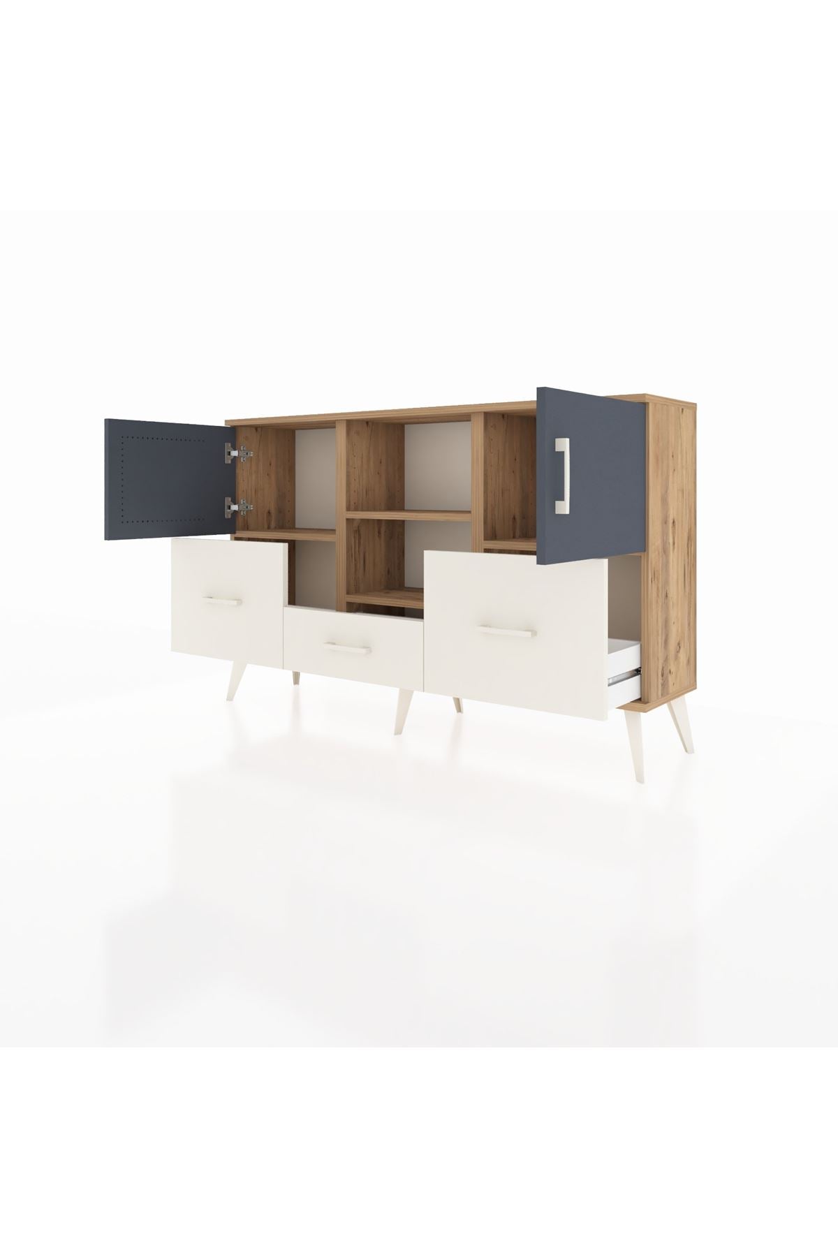 Arges Konsol 4 Raflı 3 Çekmeceli 3 Kapaklı 132x30x83 - S144M011V25A