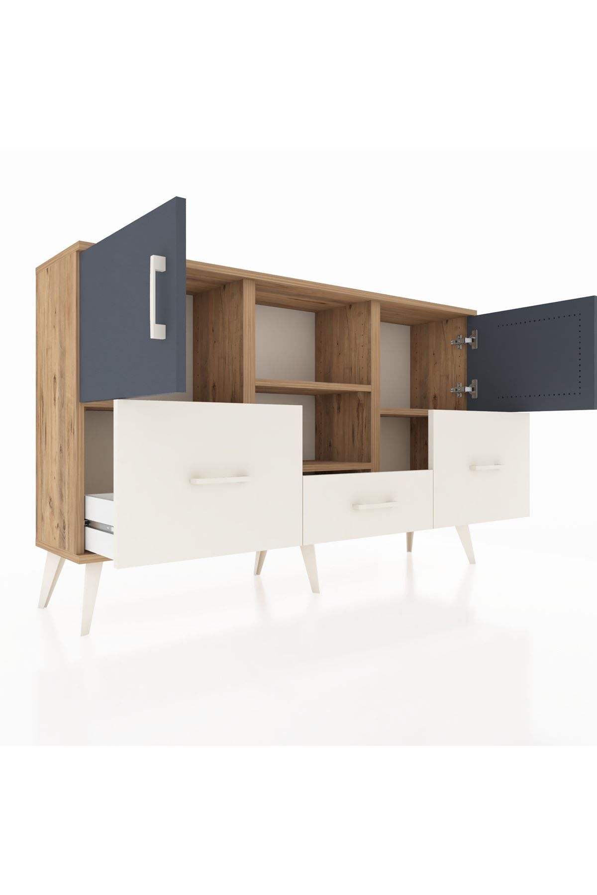 Arges Konsol 4 Raflı 3 Çekmeceli 3 Kapaklı 132x30x83 - S144M011V25A