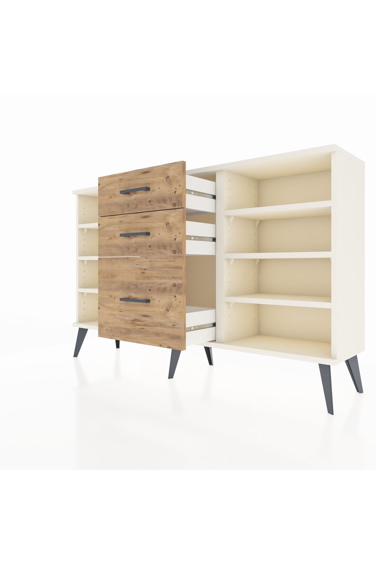 Arges Konsol 6 Raflı 3 Çekmeceli 132x30x83 - S144M012V06A