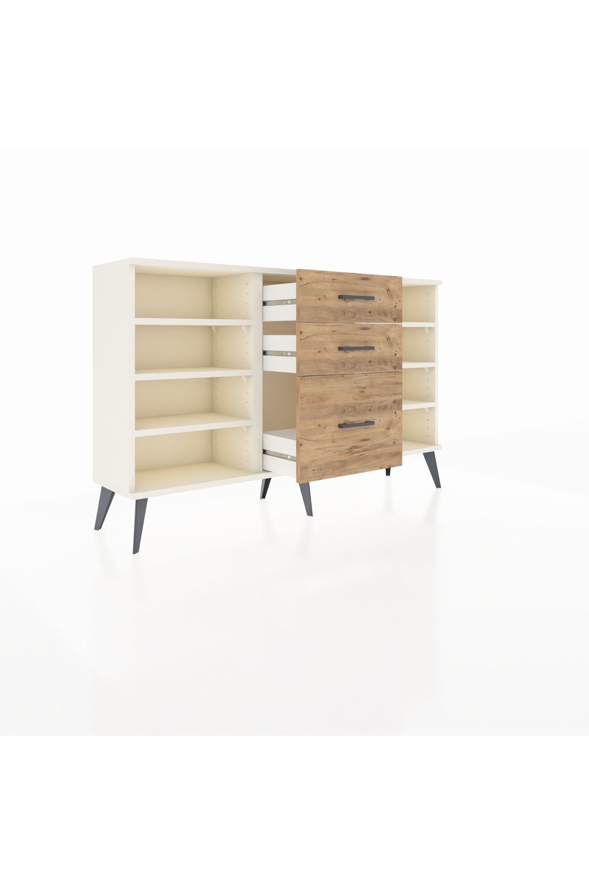 Arges Konsol 6 Raflı 3 Çekmeceli 132x30x83 - S144M012V06A