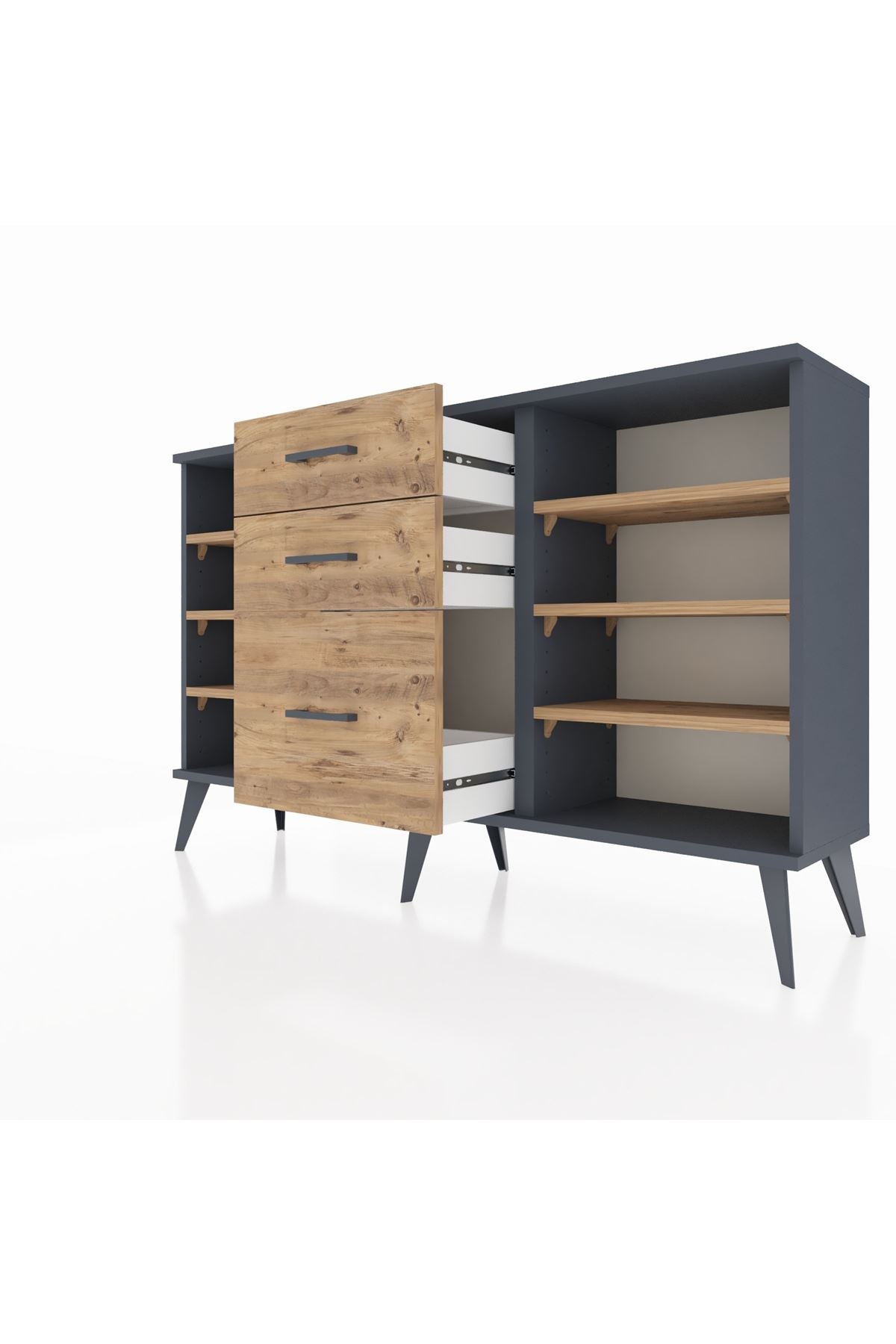 Arges Konsol 6 Raflı 3 Çekmeceli 132x30x83 - S144M012V12A