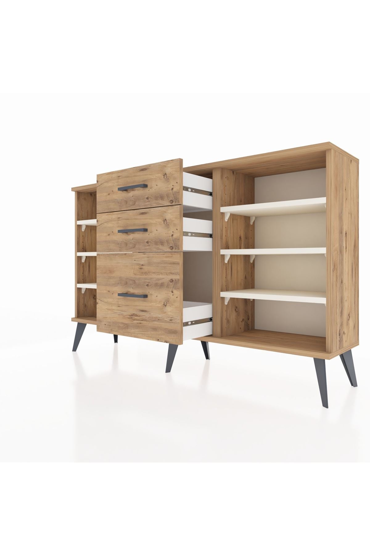 Arges Konsol 6 Raflı 3 Çekmeceli 132x30x83 - S144M012V24A