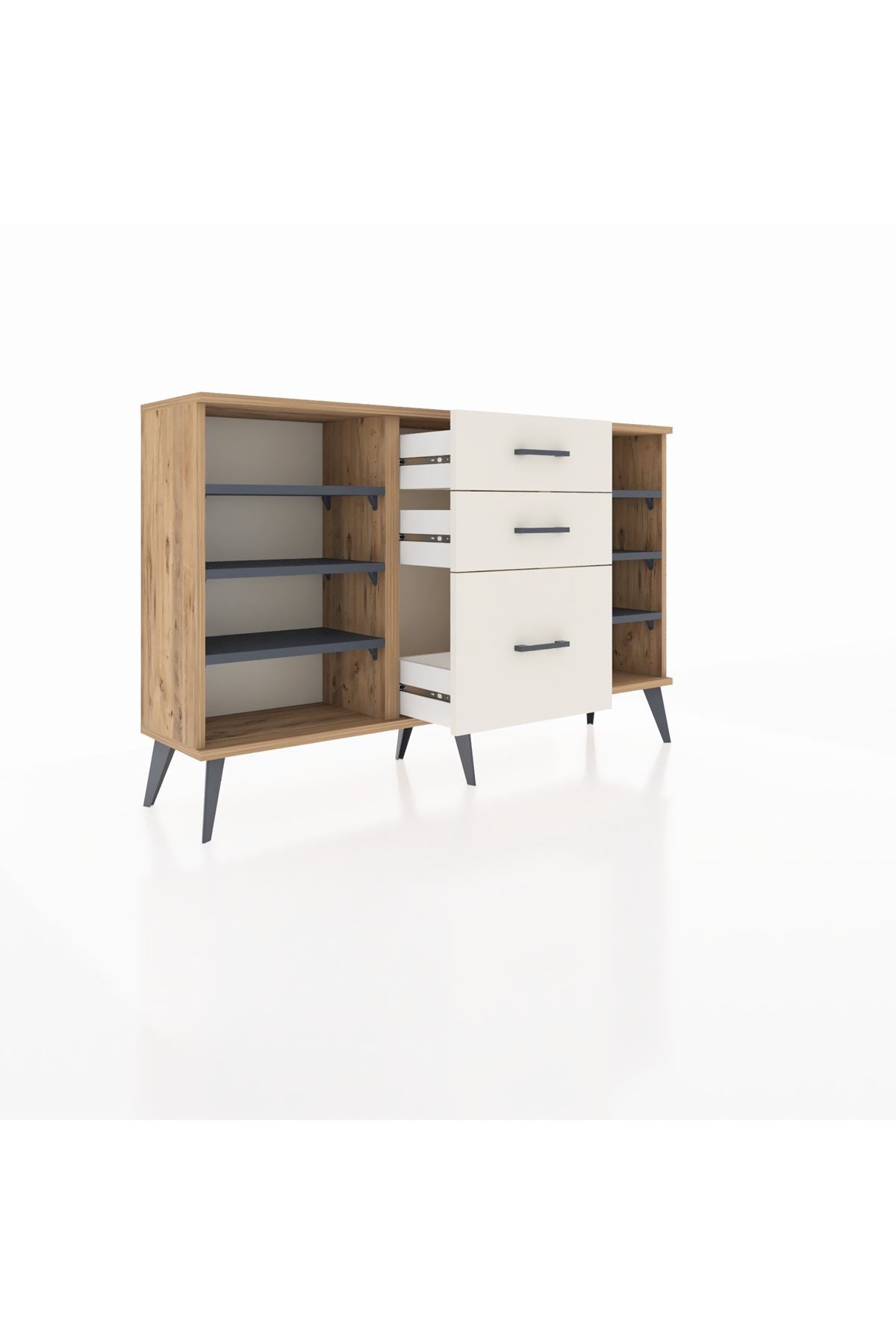 Arges Konsol 6 Raflı 3 Çekmeceli 132x30x83 - S144M012V25A