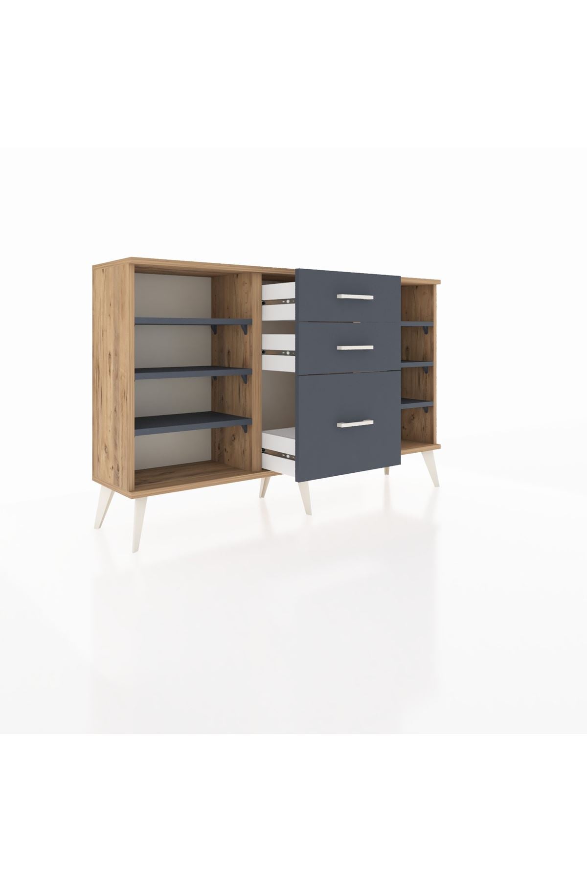 Arges Konsol 6 Raflı 3 Çekmeceli 132x30x83 - S144M012V26A